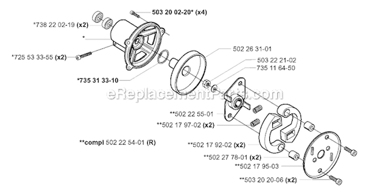 Clutch Diagram and Parts List for 2001-05 Husqvarna Brush Cutter