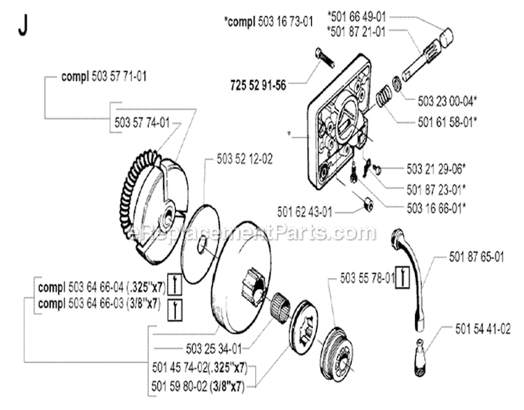 Clutch_Oil_And_Pump Diagram and Parts List for  Husqvarna Chainsaw