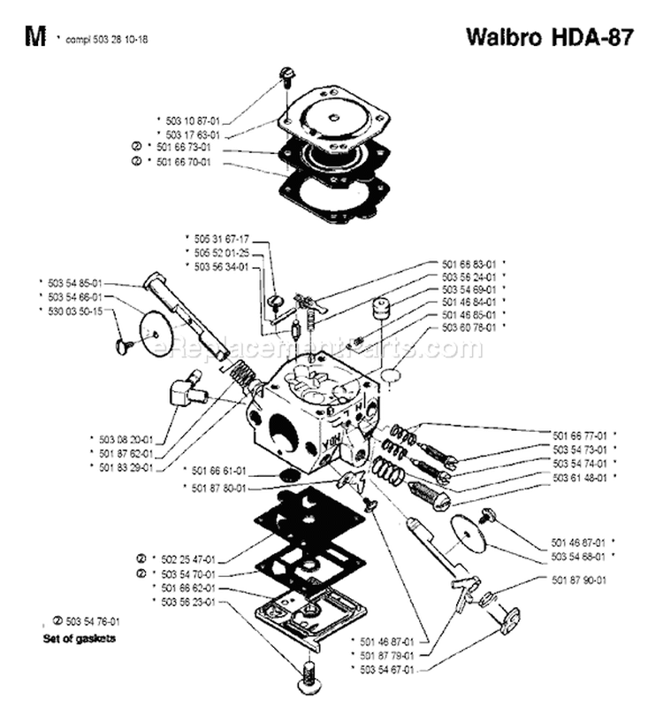Page A Diagram and Parts List for 1990-03 Husqvarna Chainsaw