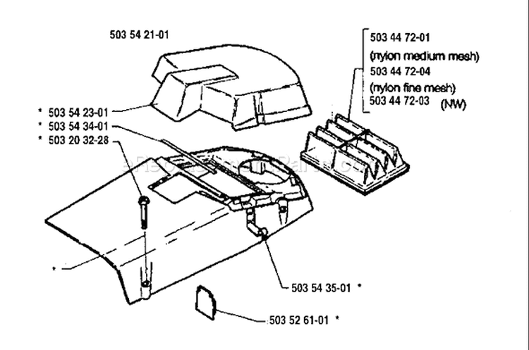Page M Diagram and Parts List for 1994-06 Husqvarna Chainsaw