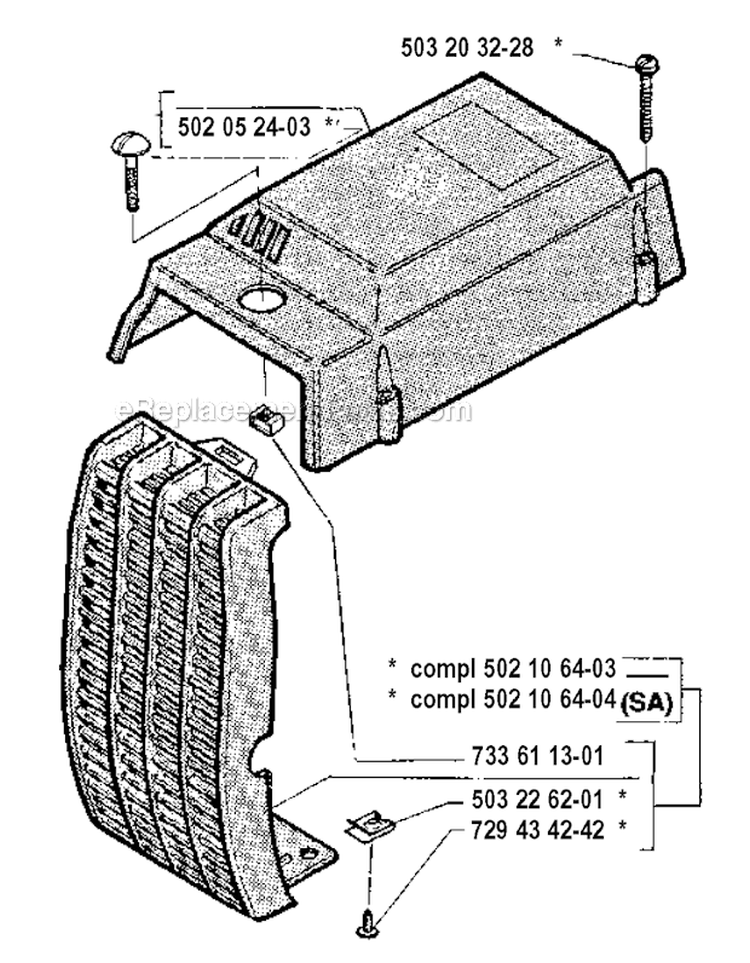 Cylinder Cover Diagram and Parts List for 1992-05 Husqvarna Brush Cutter