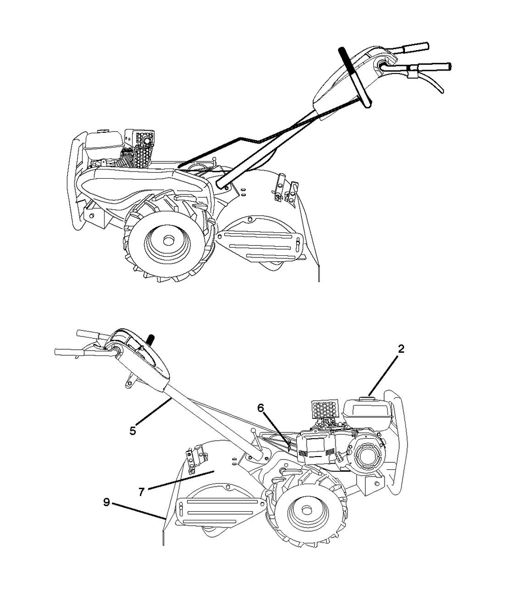 Decals Diagram and Parts List for  Husqvarna Tiller