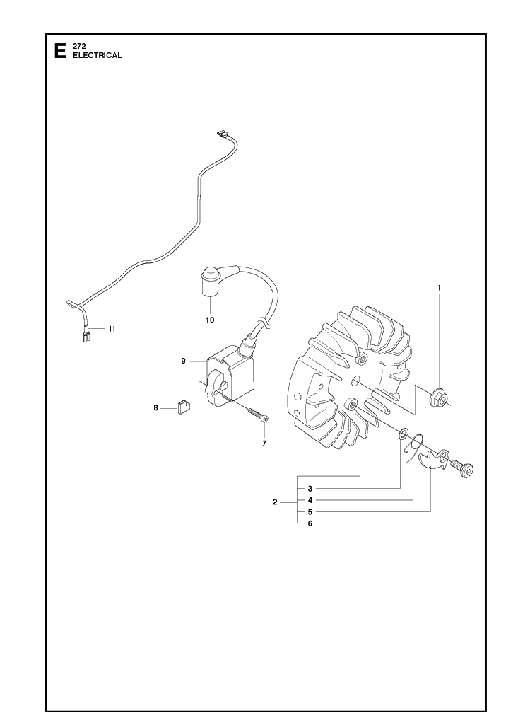 Electrical Diagram and Parts List for 20173200001-20182200000 Husqvarna Chainsaw