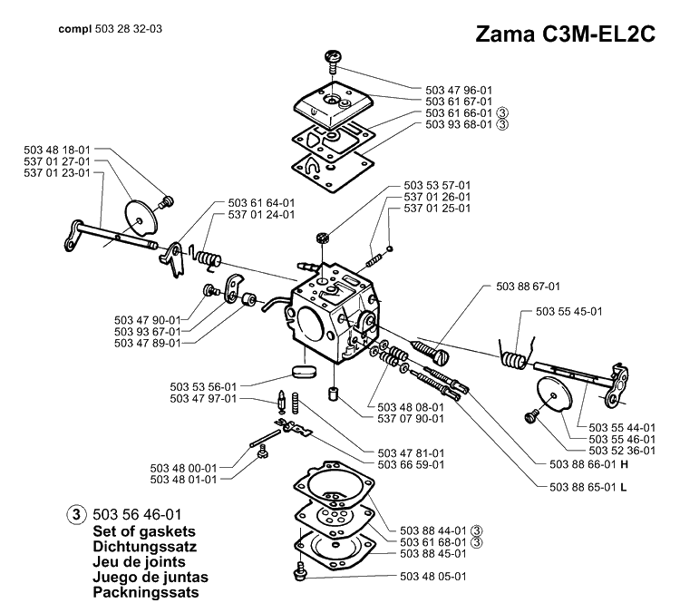 Carb Parts - Zama Diagram and Parts List for 2003-11 Husqvarna Chainsaw
