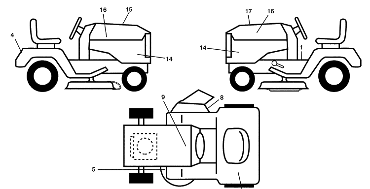 Decals Diagram and Parts List for (96045001500)(2009-01) Husqvarna Lawn Mower