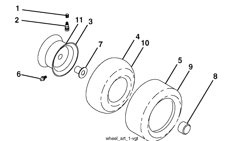 Wheels And Tires Diagram and Parts List for (96043008601)(2010-04) Husqvarna Lawn Mower