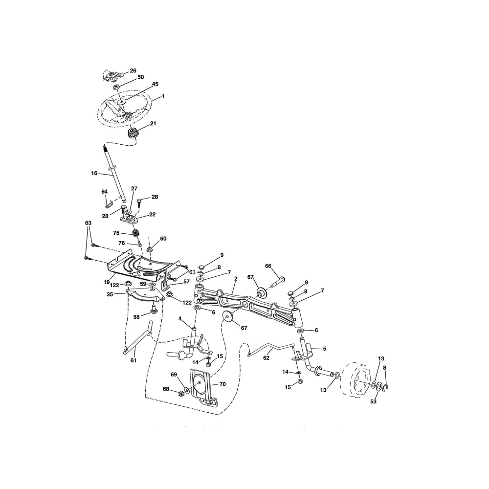 Steering Diagram and Parts List for  Husqvarna Lawn Tractor