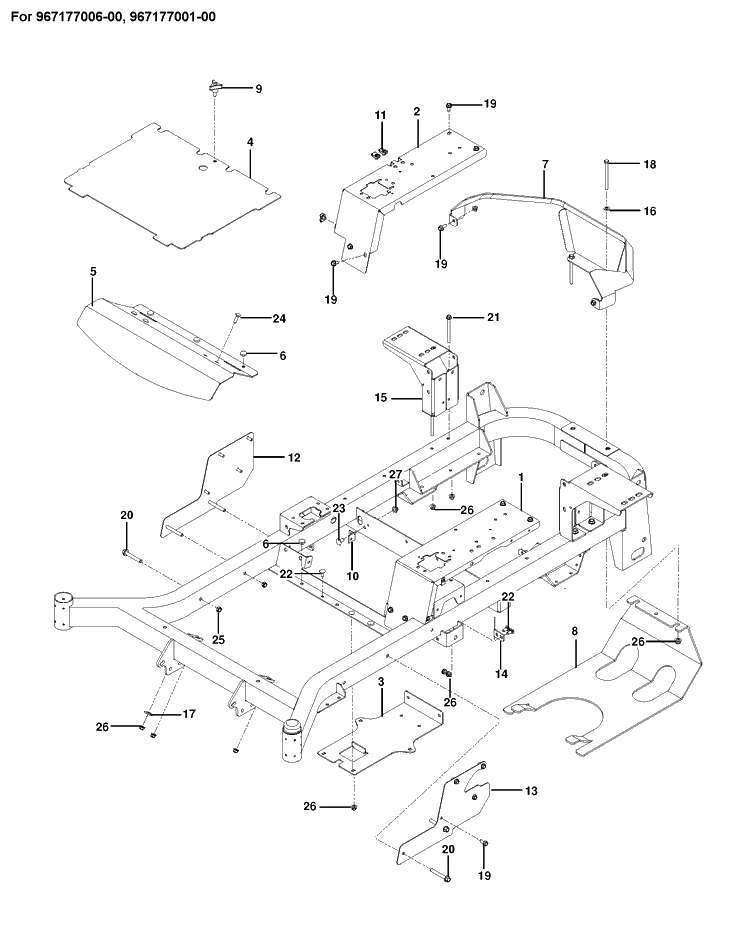 Frame 2 Diagram and Parts List for  Husqvarna Lawn Mower