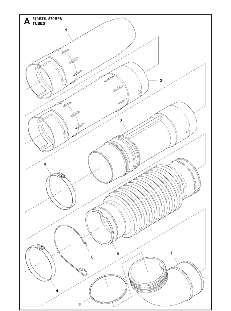 Tube Diagram and Parts List for 20111800001-Current Husqvarna Leaf Blower / Vacuum