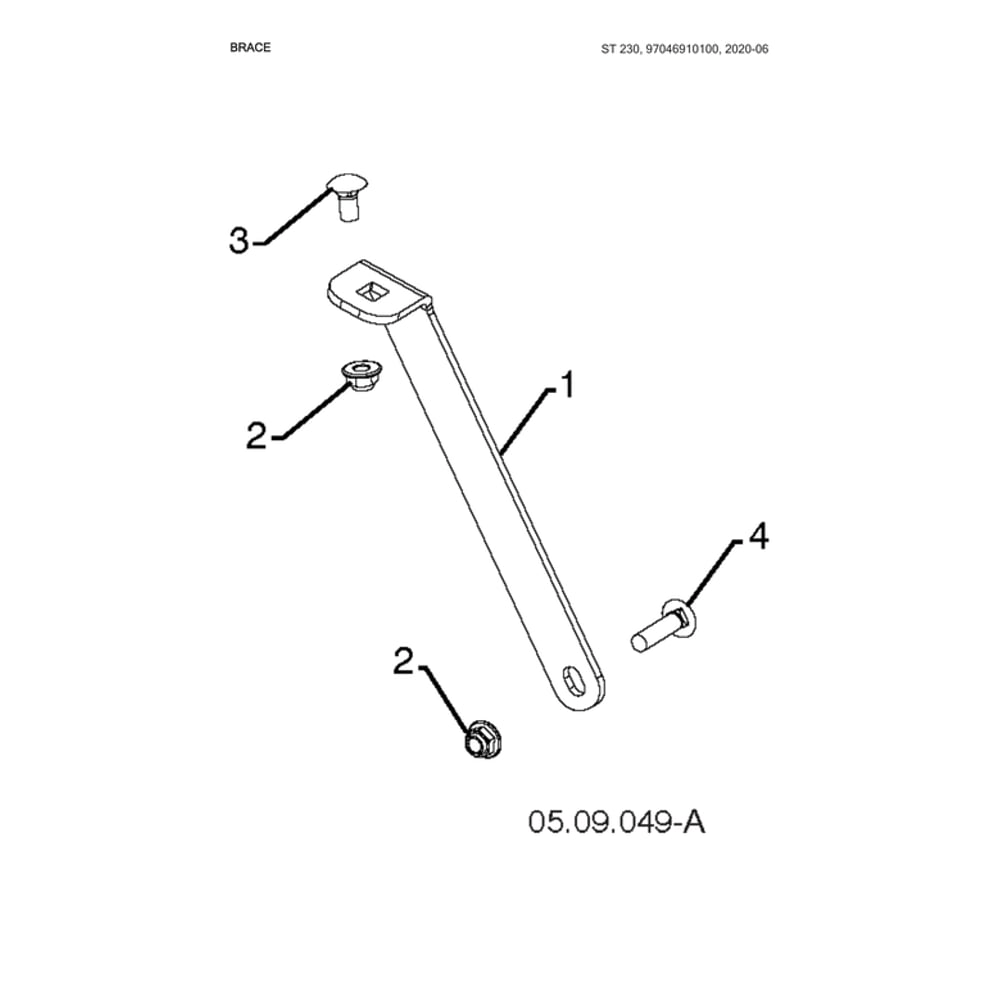 Brace Diagram and Parts List for  Husqvarna Snow Blower