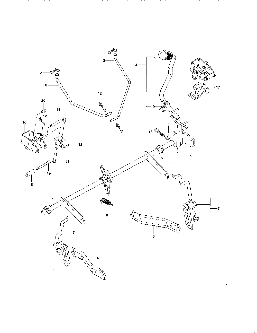 Brake/lift Diagram and Parts List for  Husqvarna Lawn Mower