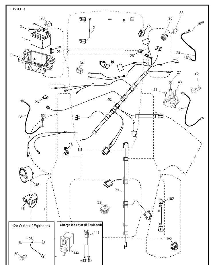 Electrical Diagram and Parts List for TS348XD (96043031900)(2019-08) Husqvarna Lawn Tractor