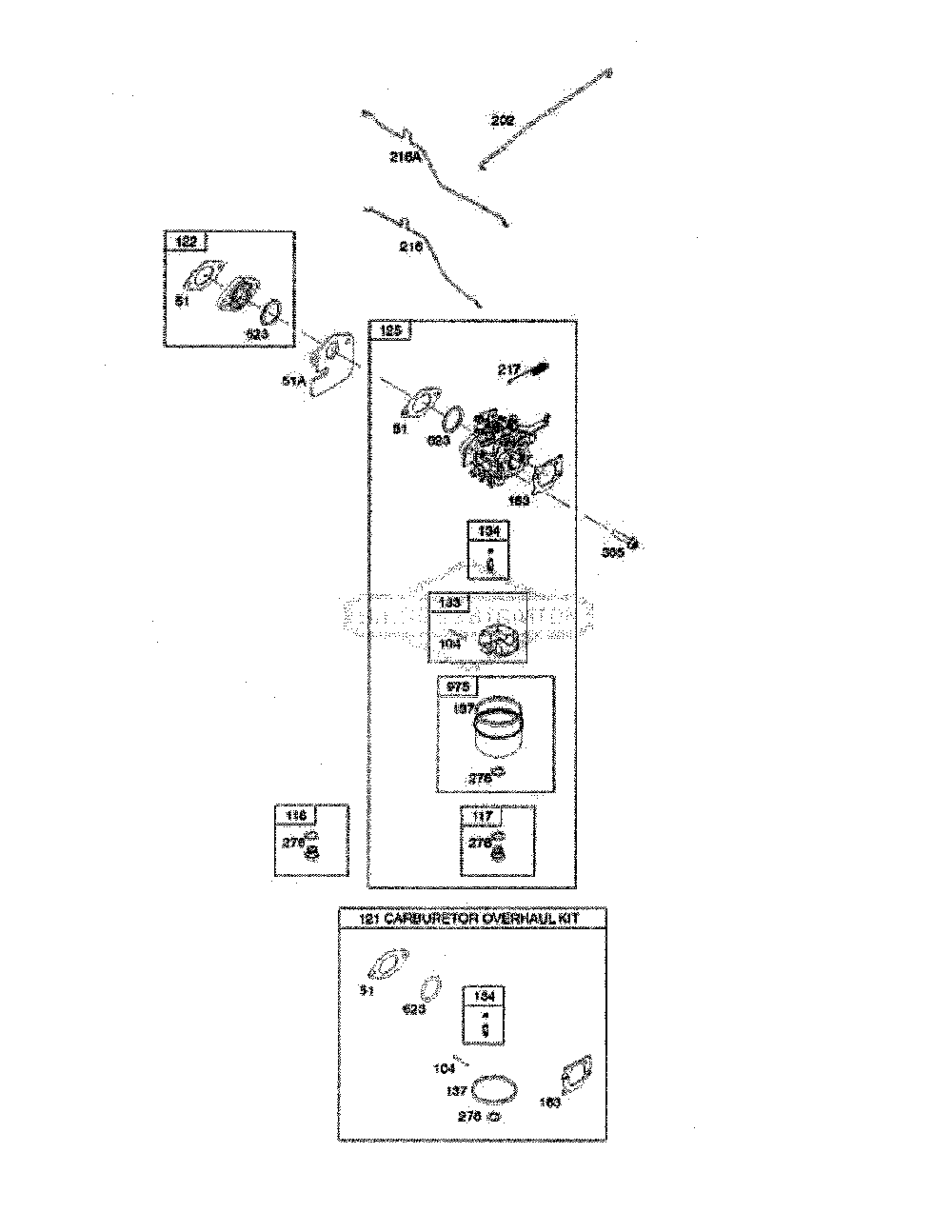 Carburetor Diagram and Parts List for  Husqvarna Lawn Mower