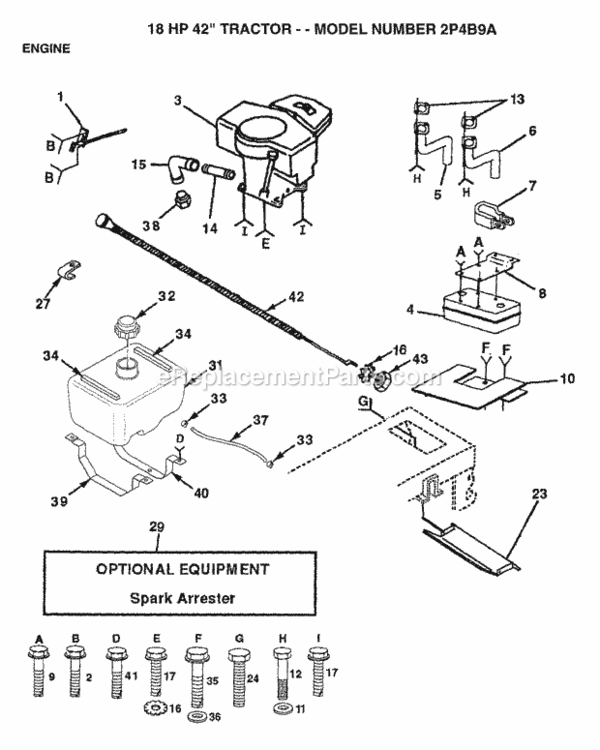 Page E Diagram and Parts List for 1994 Husqvarna Lawn Tractor