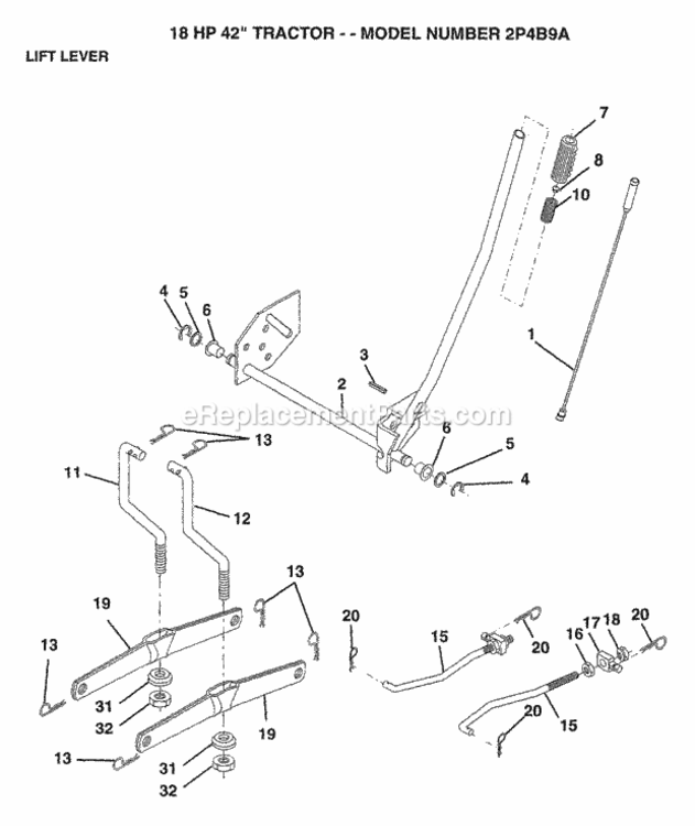 Page F Diagram and Parts List for 1994 Husqvarna Lawn Tractor