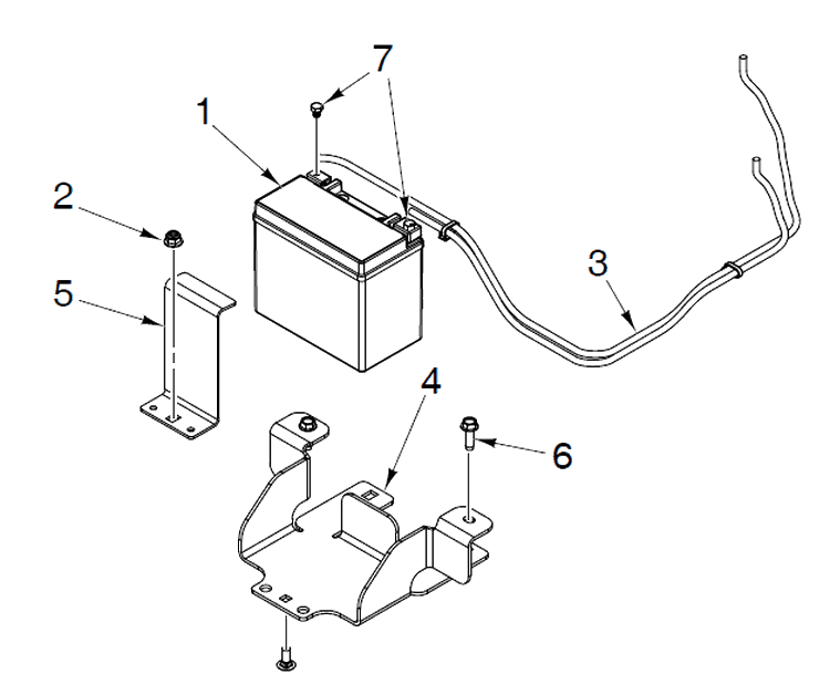 Battery Diagram and Parts List for  Husqvarna Lawn Mower