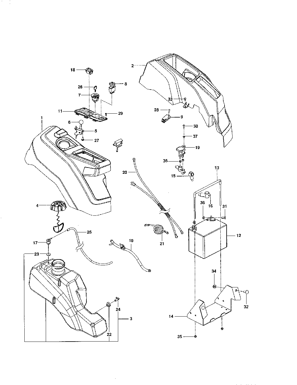 Ignition Diagram and Parts List for  Husqvarna Lawn Tractor