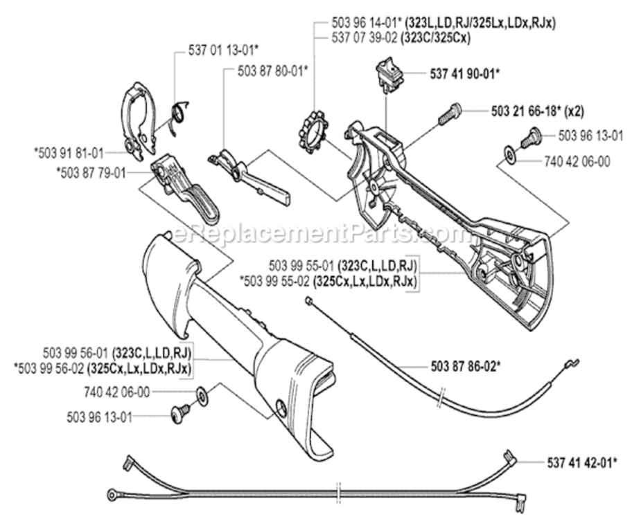 Handle_And_Controls Diagram and Parts List for 2005-05 Husqvarna Trimmer