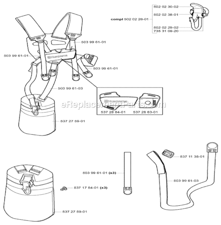 Harness Diagram and Parts List for 2005-05 Husqvarna Trimmer