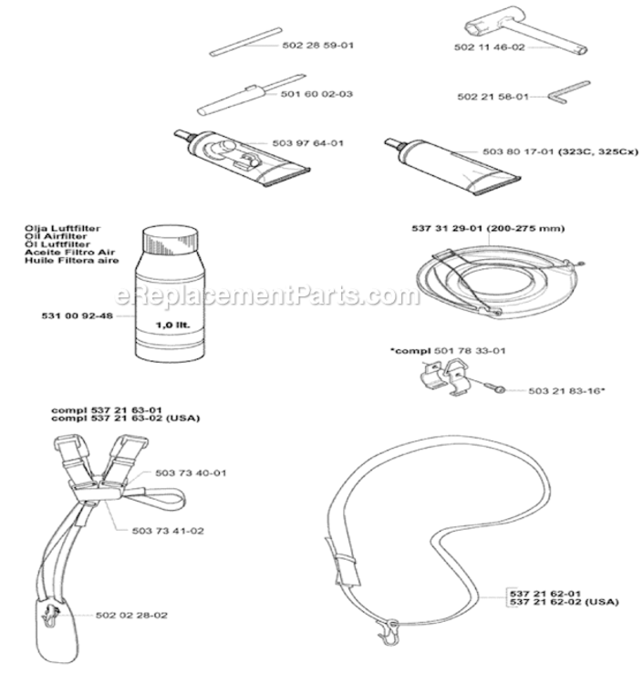 Accessories Diagram and Parts List for 2005-05 Husqvarna Trimmer
