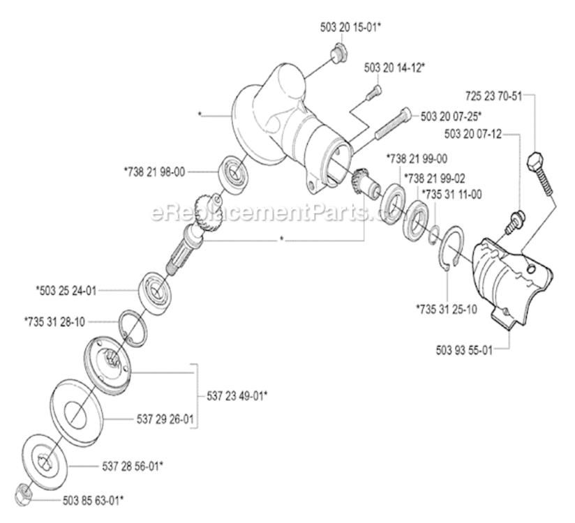 Bevel_Gear Diagram and Parts List for 2005-05 Husqvarna Trimmer