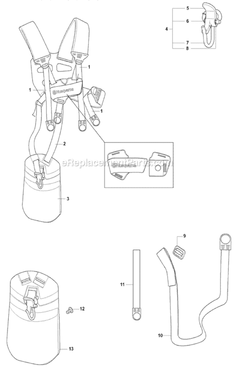 Harness Diagram and Parts List for 2008-03 Husqvarna Trimmer