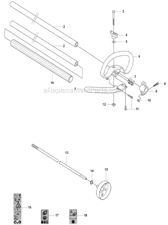 Shaft_And_Handle Diagram and Parts List for 2008-03 Husqvarna Trimmer