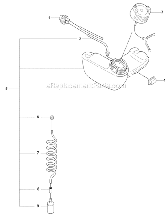 Fuel_Tank Diagram and Parts List for 2008-03 Husqvarna Trimmer