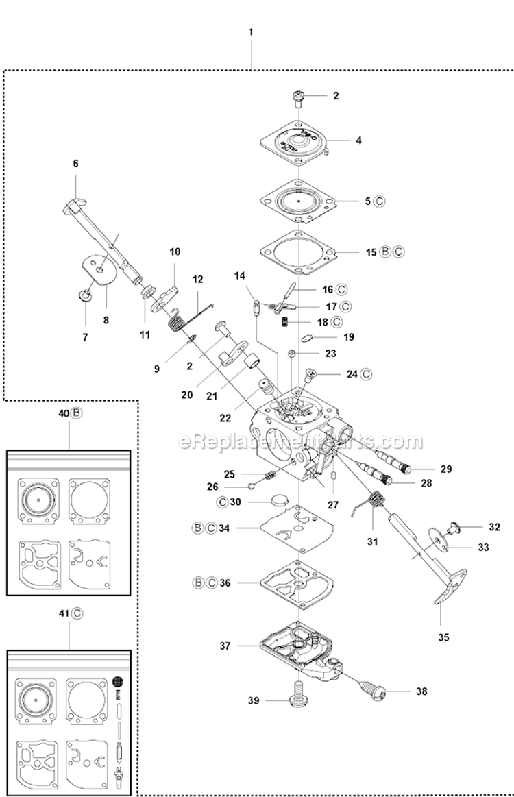Carburetor Diagram and Parts List for 2009-05 Husqvarna Brush Cutter
