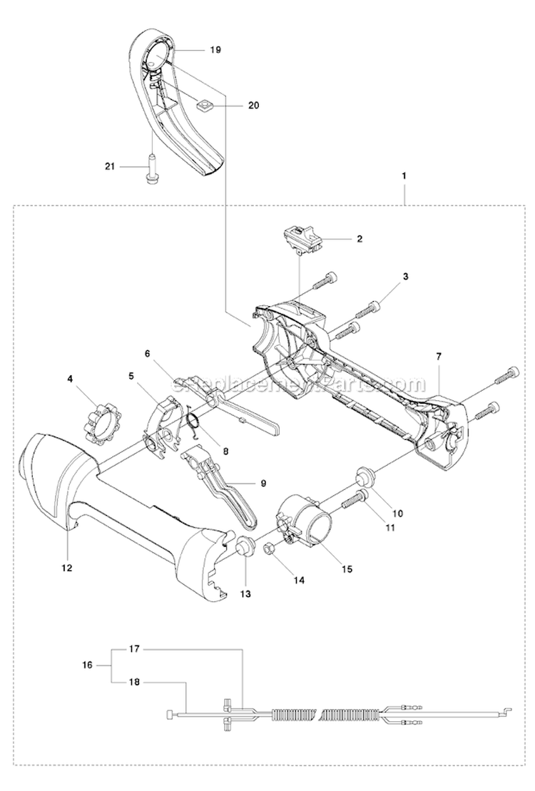 Throttle Controls Diagram and Parts List for 2012-01 Husqvarna Pole Saw