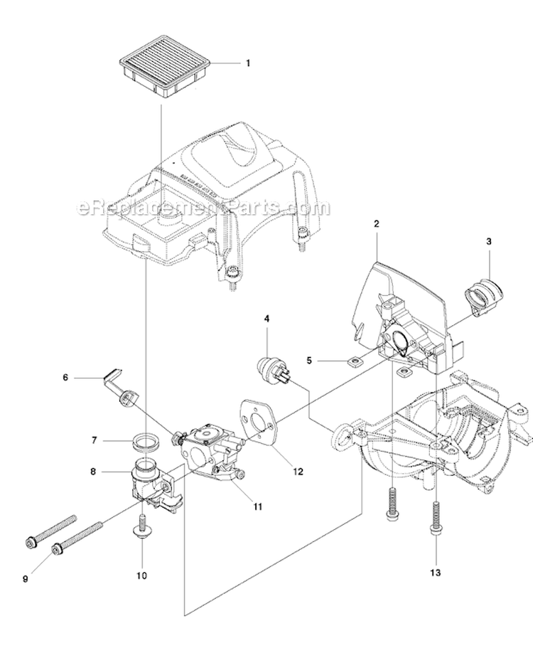 Intake Diagram and Parts List for 2012-01 Husqvarna Pole Saw