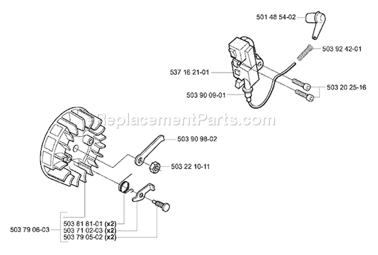 Page G Diagram and Parts List for 2003-10 Husqvarna Chainsaw
