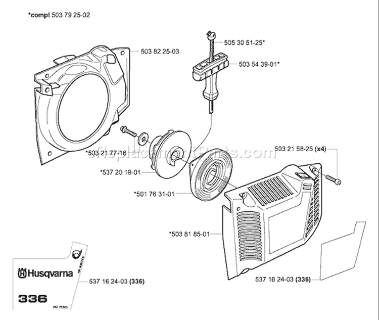 Page M Diagram and Parts List for 2005-03 Husqvarna Chainsaw