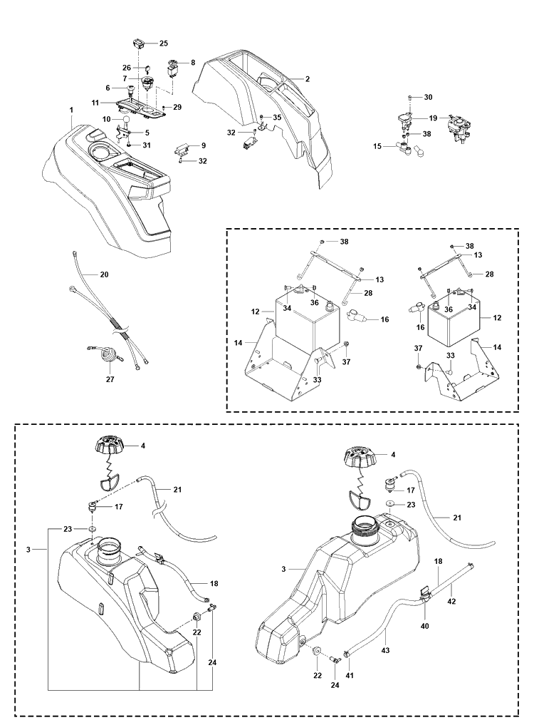 Ignition System Diagram and Parts List for  Husqvarna Lawn Mower