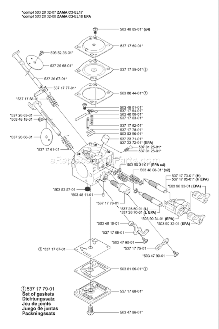 Page B Diagram and Parts List for 346 XP 2003-06 Husqvarna Chainsaw