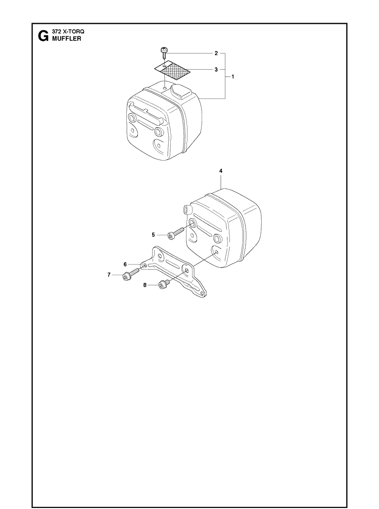 Muffler 2 Diagram and Parts List for XPG X-TORQ Husqvarna Chainsaw