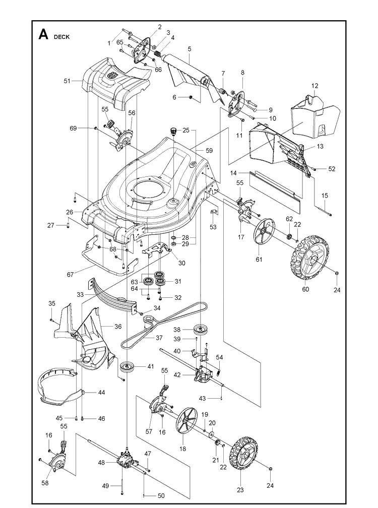 Mower Deck / Cutting Deck Diagram and Parts List for 96799290100 Husqvarna Lawn Mower
