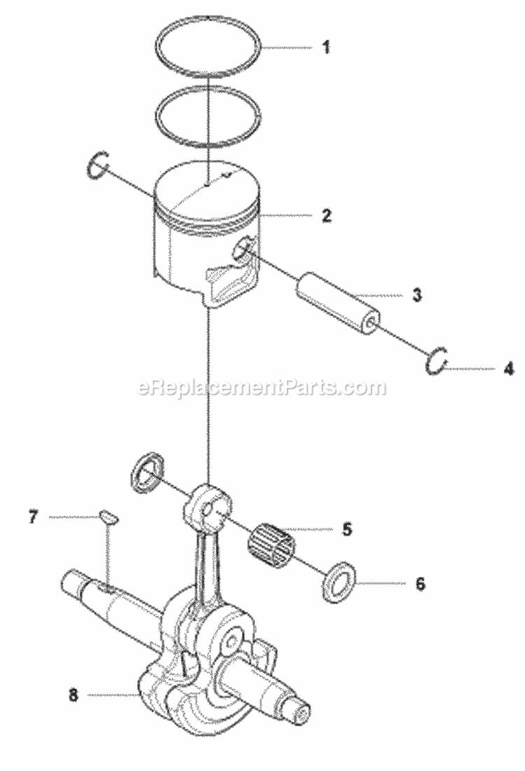Crankshaft Diagram and Parts List for 2009-03 Husqvarna Leaf Blower / Vacuum