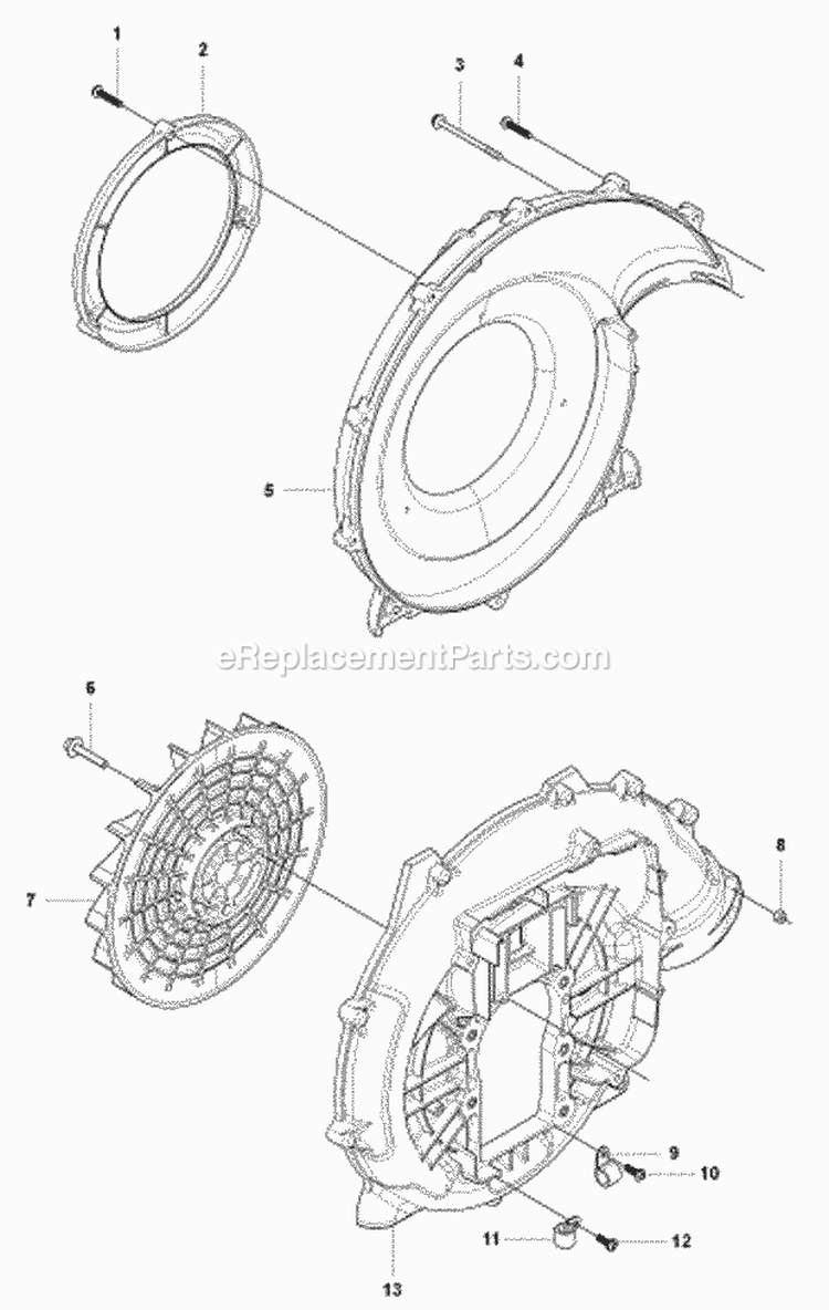 Fan Diagram and Parts List for 2009-03 Husqvarna Leaf Blower / Vacuum