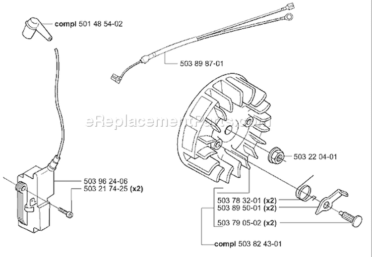 Page H Diagram and Parts List for 2001-09 Husqvarna Chainsaw