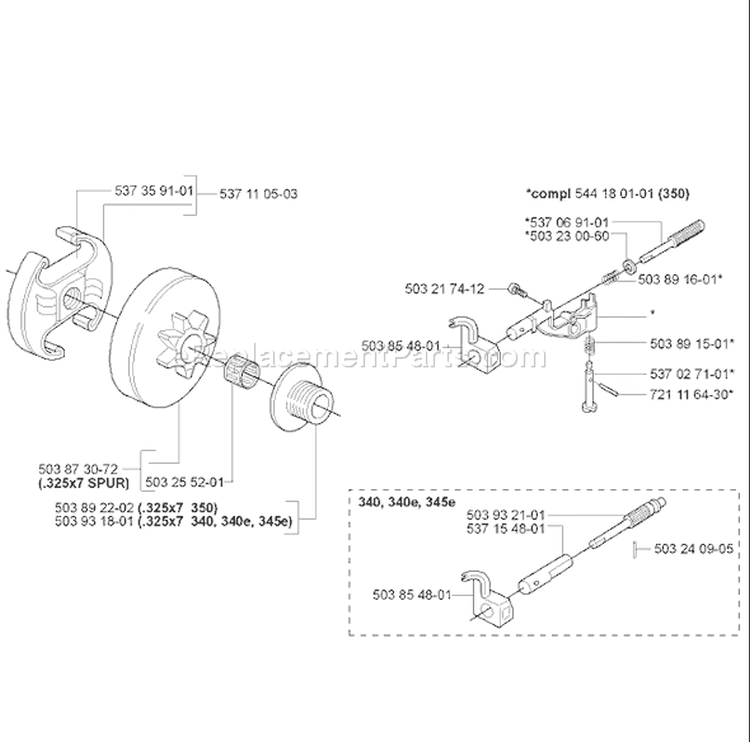 Page E Diagram and Parts List for 2007-01 Husqvarna Chainsaw