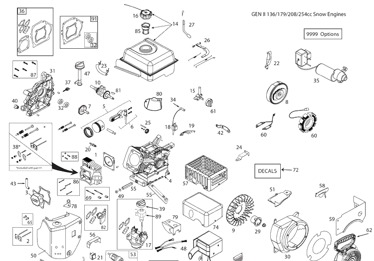 Engine Diagram and Parts List for (96193009606)(2019-03) Husqvarna Snow Blower