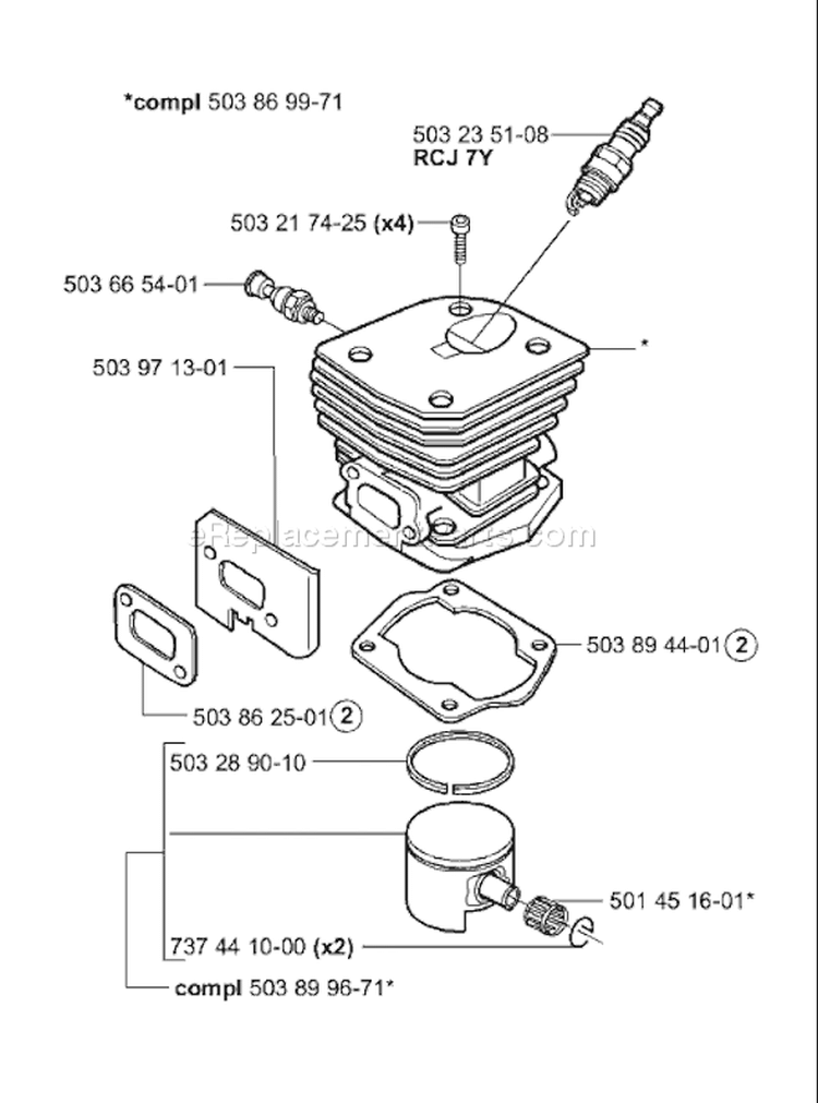 Page L Diagram and Parts List for 2001-06 Husqvarna Chainsaw