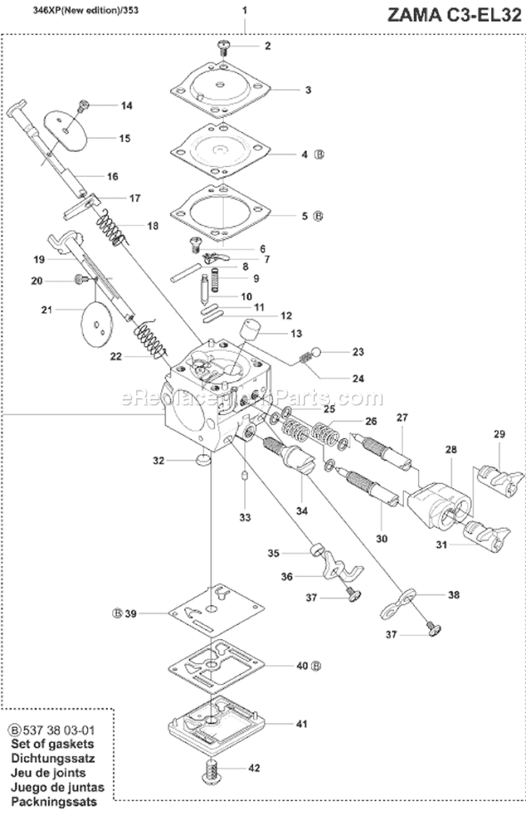 Page C Diagram and Parts List for 2007-08 Husqvarna Chainsaw