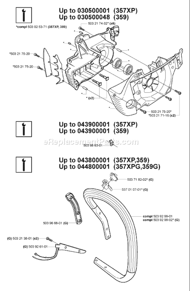 Page K Diagram and Parts List for 2007-03 Husqvarna Chainsaw