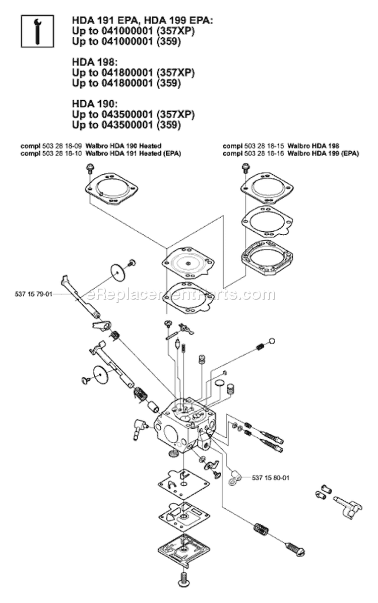 Page L Diagram and Parts List for 2007-03 Husqvarna Chainsaw