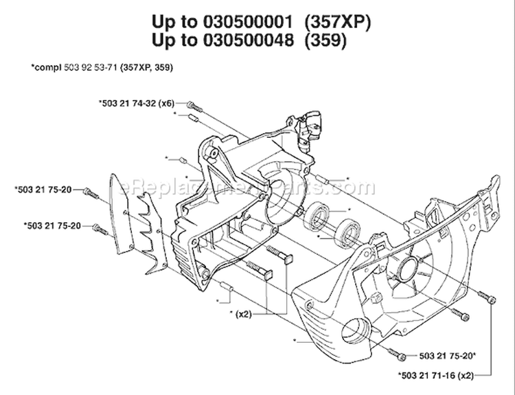 Page L Diagram and Parts List for 357 XP 2003-04 Husqvarna Chainsaw