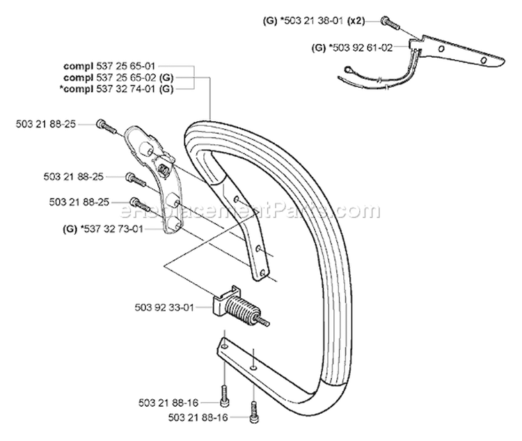 Page G Diagram and Parts List for 357 XP 2005-02 Husqvarna Chainsaw