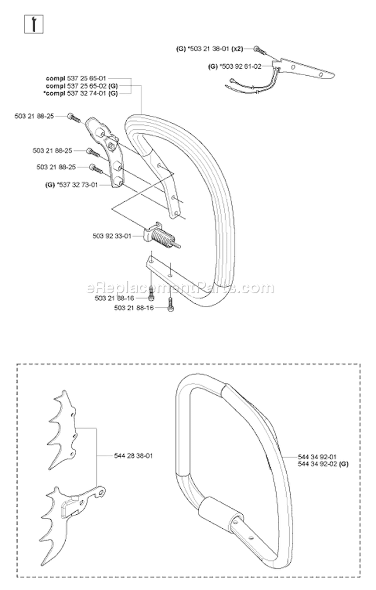Page F Diagram and Parts List for 2007-03 Husqvarna Chainsaw