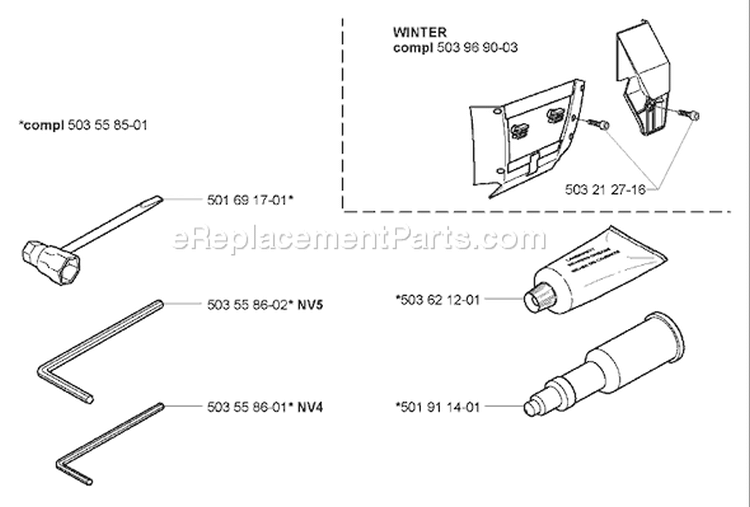 Page M Diagram and Parts List for 362 XP 2005-05 Husqvarna Chainsaw